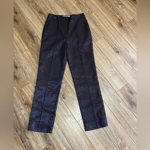 Diane Von Furstenberg Women’s Shimmer Navy and Black Patterned Dress Pants